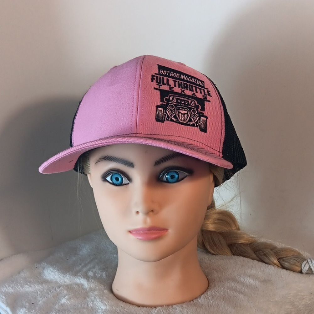 Hot Rod Magazine Full Throttle Texas Pink And Black Trucker Hat